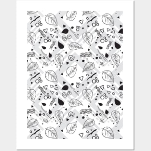 Leaf Doodle Seamless Surface Pattern Design Posters and Art